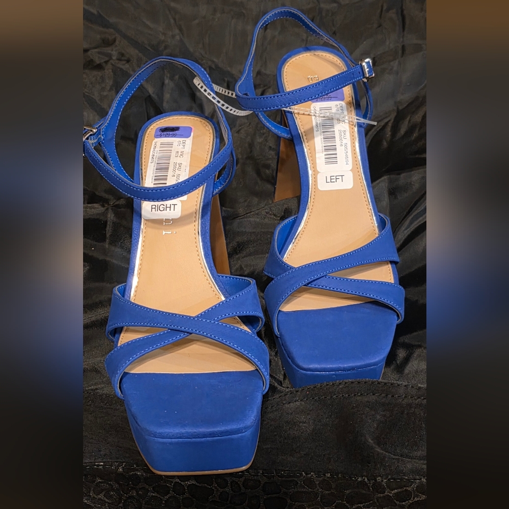 Gianni Bini NEW W/ Tags Royal Blue In Satin Sz 8.5M - Picture 2 of 8